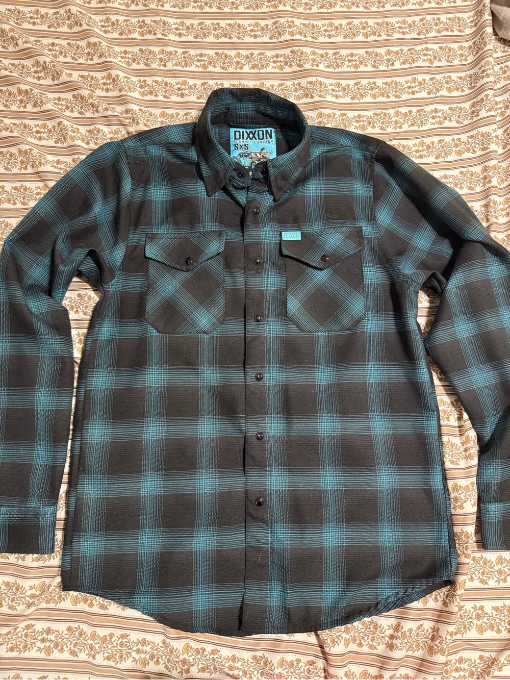 DIXXON Limited Edition “The Trixie” Black & Teal Plaid Snap-Front Flannel Shirt